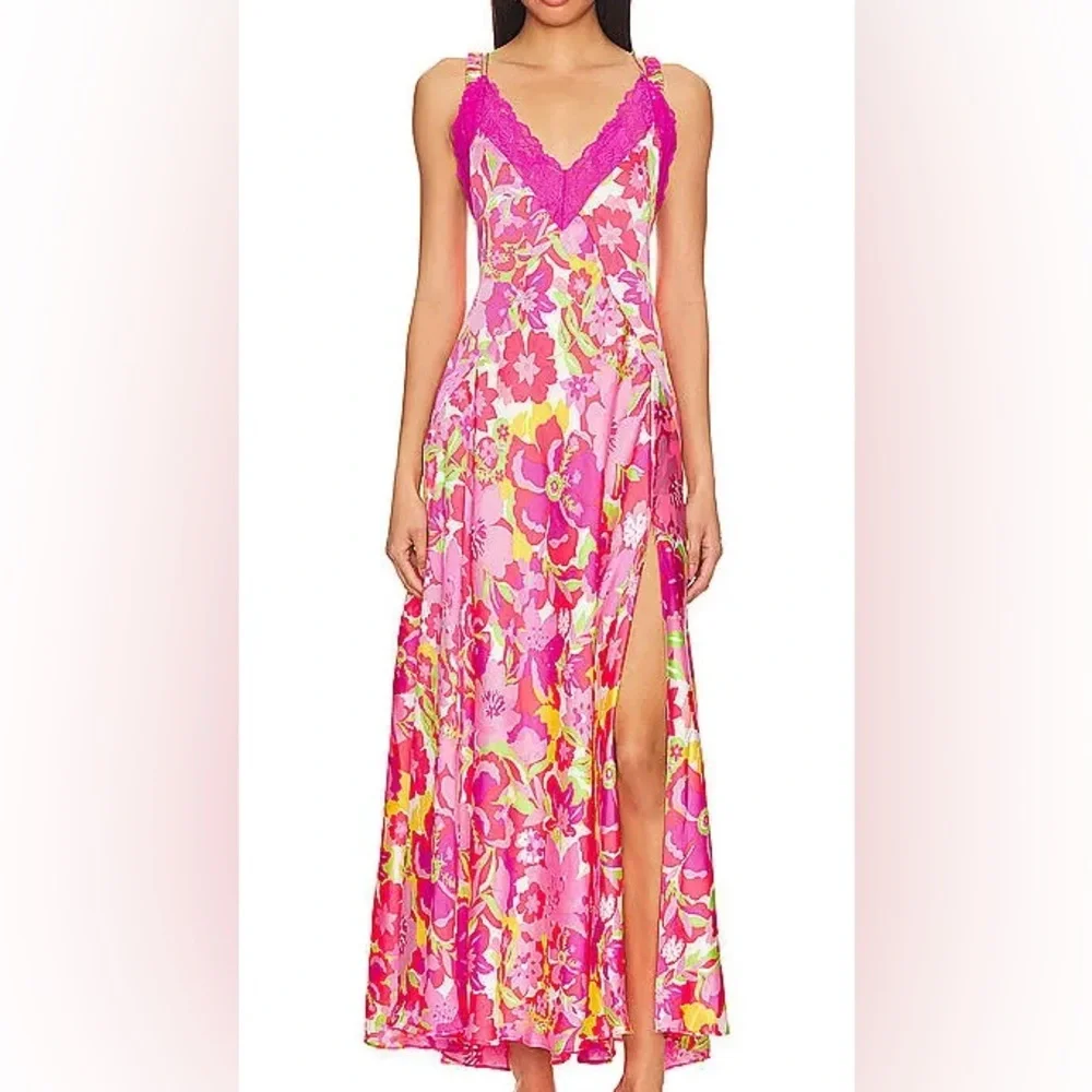 Free People All A Bloom Floral Maxi Dress NWOT Neon Pop Floral small